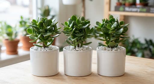 Pack of 3 Good Luck Jade in Ceramic Pots